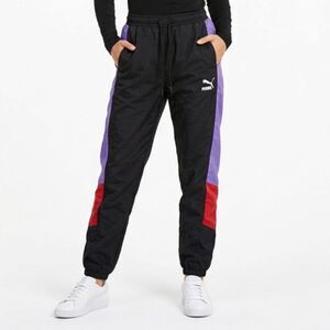 Vintage 90s Puma Colorblock Nylon Track Pants - XS - Black & Purple Retro
